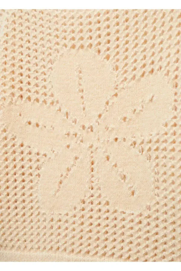 Свитер с ажурной вязкой и вырезом лодочкой - 5