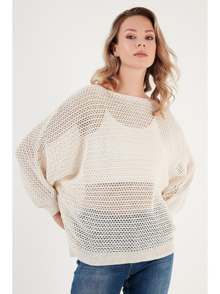 Свитер с ажурным рукавом летучей мыши и лодочкой 6071571 - LC WAIKIKI