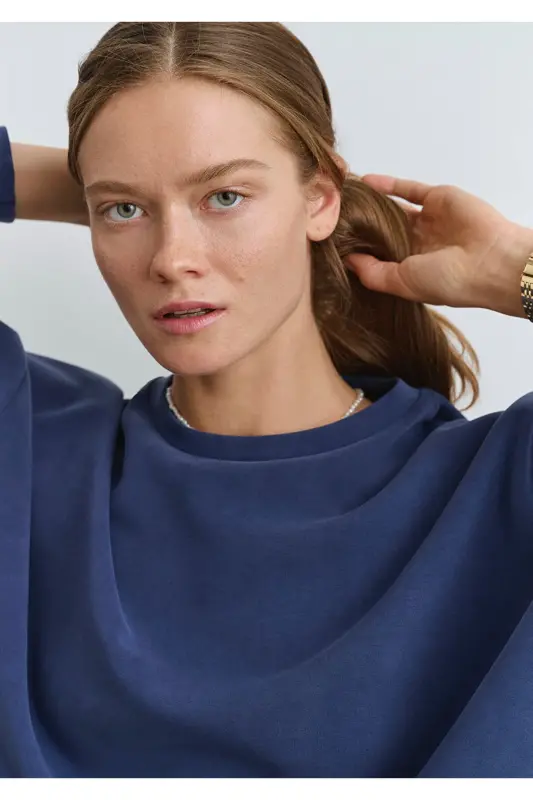 Свитшот из модала Lux Touch Tencel Tm темно-синий 168837-70491 - 5