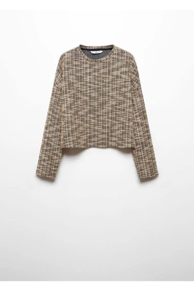 Свитшот из твида с переплетением фактур - 3