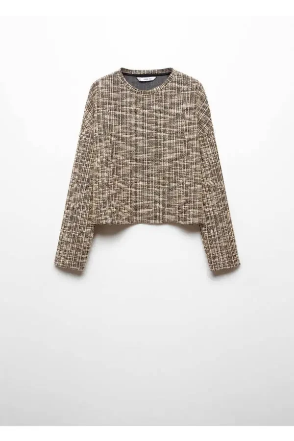 Свитшот из твида с переплетением фактур - 3