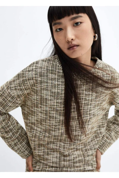 Свитшот из твида с переплетением фактур - 7