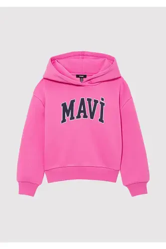 Свитшот розовый с капюшоном с логотипом - MAVI (1)