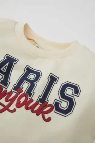 Свитшот с принтом для девочки с воротником-поло - DEFACTO (1)