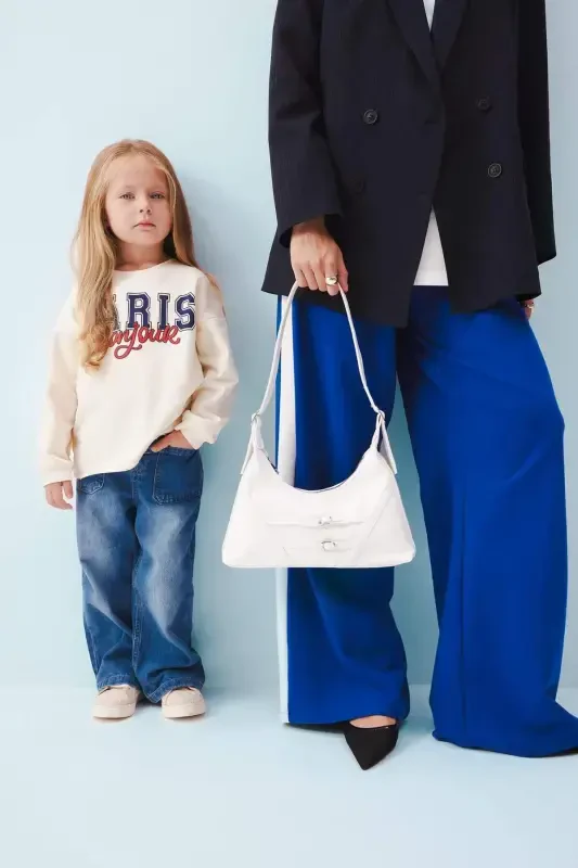 Свитшот с принтом для девочки с воротником-поло - 6