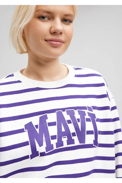 Свитшот с пурпурными полосками и логотипом 1s10099-86806 - 4