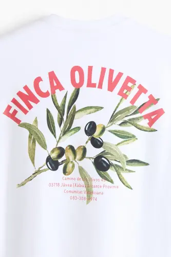 Свободная футболка с принтом - Белый/Finca Olivetta - 6