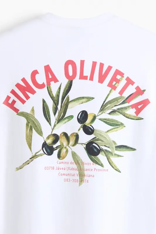 Свободная футболка с принтом - Белый/Finca Olivetta - 6