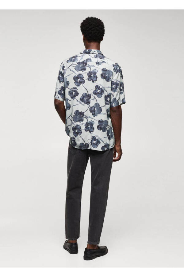 Свободная рубашка с цветочным принтом - 4