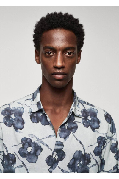 Свободная рубашка с цветочным принтом - 7