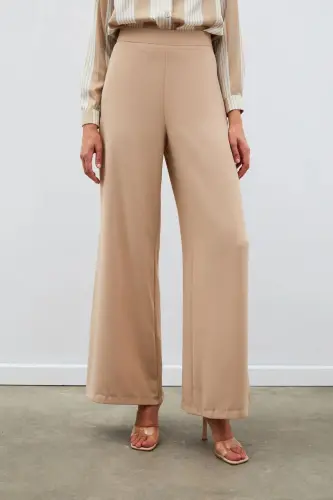 Свободные брюки из крепа - Бежевый - 4