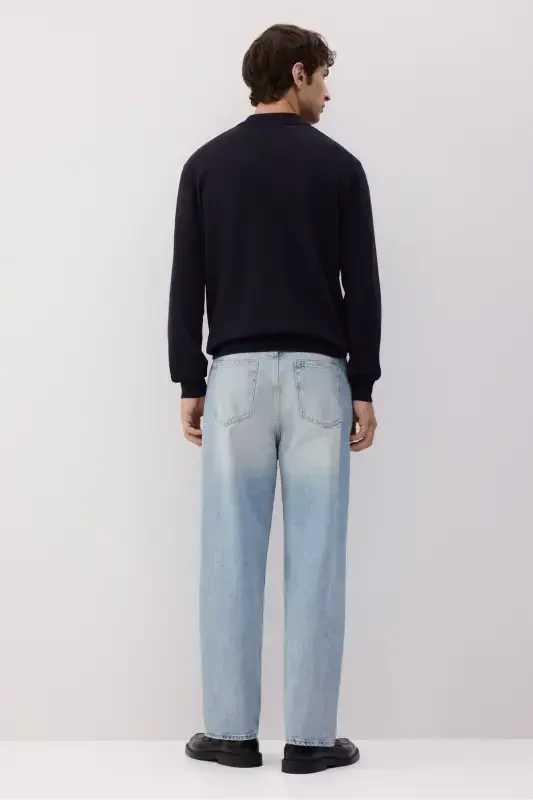 Свободные джинсы - светло-голубой - 4