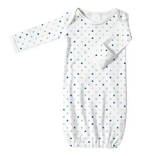 SwaddleDesigns Softest Cotton Baby Pajama Gown with Foldover Mitten Cuffs for Infant Boy and Girl, Newborn, 0-3 Months - SWADDLEDESIGNS