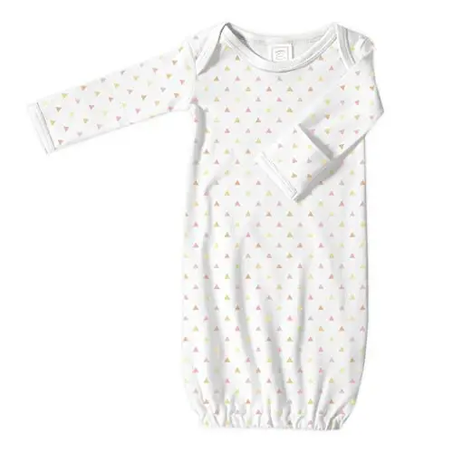 SwaddleDesigns Softest Cotton Baby Pajama Gown with Foldover Mitten Cuffs for Infant Boy and Girl, Newborn, 0-3 Months - 1