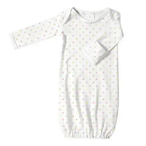 SwaddleDesigns Softest Cotton Baby Pajama Gown with Foldover Mitten Cuffs for Infant Boy and Girl, Newborn, 0-3 Months - 1