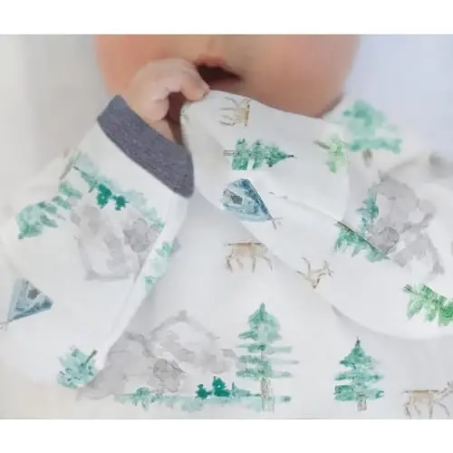SwaddleDesigns Softest Cotton Baby Pajama Gown with Foldover Mitten Cuffs for Infant Boy and Girl, Newborn, 0-3 Months - SWADDLEDESIGNS (1)