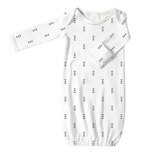 SwaddleDesigns Softest Cotton Baby Pajama Gown with Foldover Mitten Cuffs for Infant Boy and Girl, Newborn, 0-3 Months - SWADDLEDESIGNS