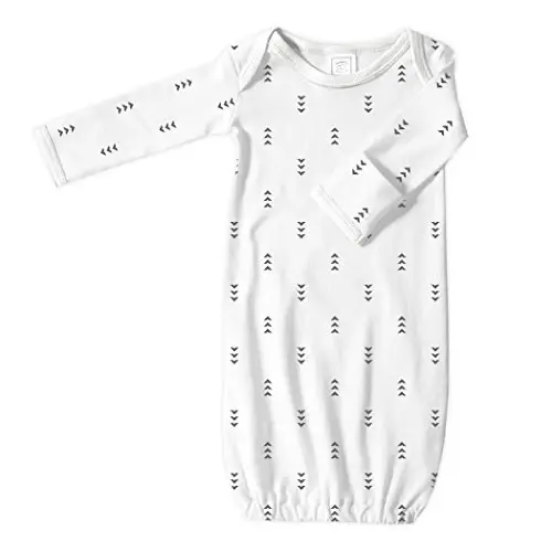 SwaddleDesigns Softest Cotton Baby Pajama Gown with Foldover Mitten Cuffs for Infant Boy and Girl, Newborn, 0-3 Months 