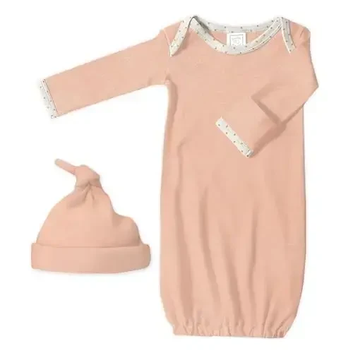 SwaddleDesigns Softest Cotton Baby Pajama Gown with Foldover Mitten Cuffs for Infant Boy and Girl, Newborn, 0-3 Months 