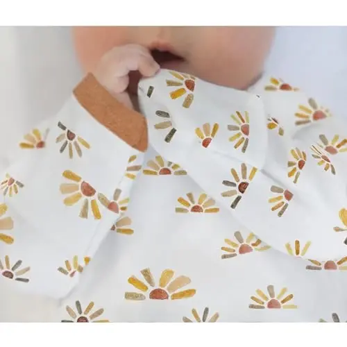 SwaddleDesigns Softest Cotton Baby Pajama Gown with Foldover Mitten Cuffs for Infant Boy and Girl, Newborn, 0-3 Months - SWADDLEDESIGNS (1)