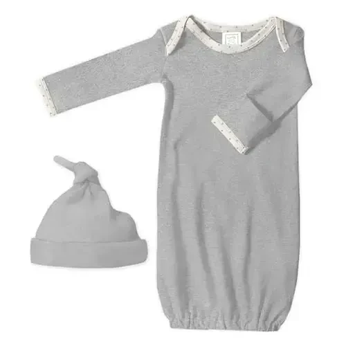 SwaddleDesigns Softest Cotton Baby Pajama Gown with Foldover Mitten Cuffs for Infant Boy and Girl, Newborn, 0-3 Months 