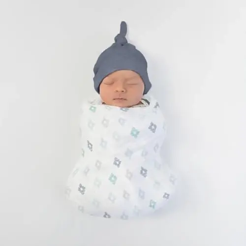 SwaddleDesigns Softest Cotton Baby Pajama Gown with Foldover Mitten Cuffs for Infant Boy and Girl, Newborn, 0-3 Months - 6