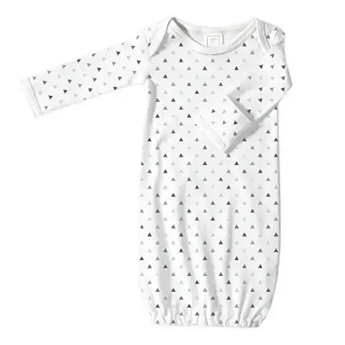 SwaddleDesigns Softest Cotton Baby Pajama Gown with Foldover Mitten Cuffs for Infant Boy and Girl, Newborn, 0-3 Months - SWADDLEDESIGNS