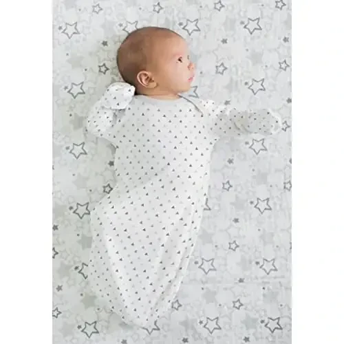 SwaddleDesigns Softest Cotton Baby Pajama Gown with Foldover Mitten Cuffs for Infant Boy and Girl, Newborn, 0-3 Months - 3