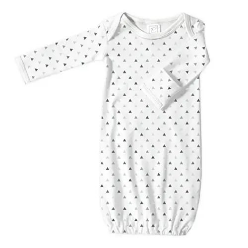 SwaddleDesigns Softest Cotton Baby Pajama Gown with Foldover Mitten Cuffs for Infant Boy and Girl, Newborn, 0-3 Months 