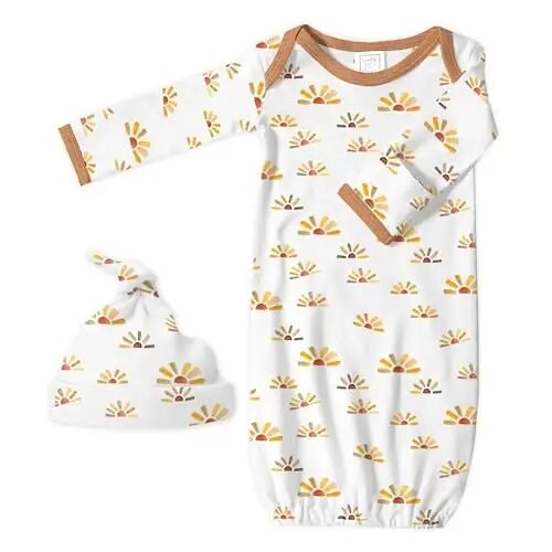 SwaddleDesigns Softest Cotton Baby Pajama Gown with Foldover Mitten Cuffs for Infant Boy and Girl, Newborn, 0-3 Months 