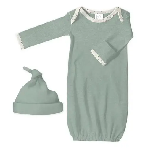 SwaddleDesigns Softest Cotton Baby Pajama Gown with Foldover Mitten Cuffs for Infant Boy and Girl, Newborn, 0-3 Months - 8