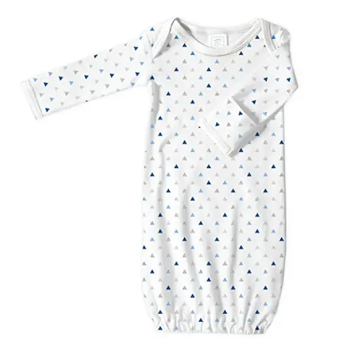 SwaddleDesigns Softest Cotton Baby Pajama Gown with Foldover Mitten Cuffs for Infant Boy and Girl, Newborn, 0-3 Months - 1