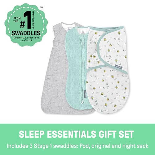 SwaddleMe by Ingenuity Comfort Pack Size Small, 0-3 Months, 3-Pack (Peekaboo Panda) Baby Swaddle Set - 9