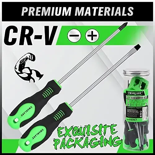 SWANLAKE 11PCS Screwdriver Set, Magnetic 5 Phillips and 5 Flat Head Tips for Fastening and Loosening Seized (11PCS) - 5