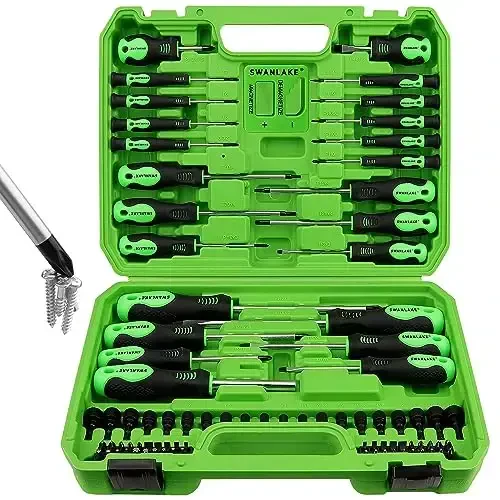 SWANLAKE 86PCS Magnetic Screwdriver Set,Includes Slotted/Phillips/Torx Mini Precision Screwdriver, Replaceable Screwdriver Bits and nut drivers With Sturdy tool box 