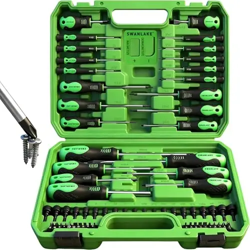 SWANLAKE 86PCS Magnetic Screwdriver Set,Includes Slotted/Phillips/Torx Mini Precision Screwdriver, Replaceable Screwdriver Bits and nut drivers With Sturdy tool box - 1