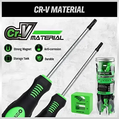 SWANLAKE Magnetic Torx Tornavida To'plami - 13 dona - T5 dan T40 gacha Yulduz Tornavidalari - 5