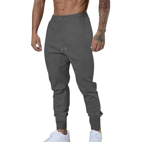 Sweat Pants for MensCasual Cinch Bottoms Slim Fit Joggers with Pockets Warm Exercise Cargo Track Pants - 1