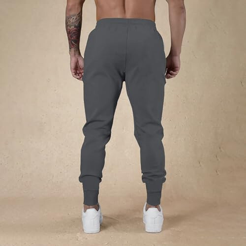 Sweat Pants for MensCasual Cinch Bottoms Slim Fit Joggers with Pockets Warm Exercise Cargo Track Pants - 4