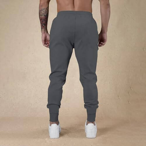 Sweat Pants for MensCasual Cinch Bottoms Slim Fit Joggers with Pockets Warm Exercise Cargo Track Pants - 4