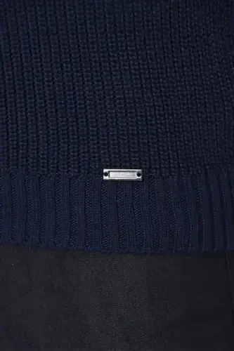 Sweater 01 Slim Fit Navy Blue Sweater Knit - 5