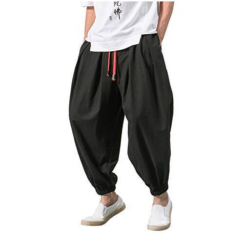 Sweatpants for Men Lace Up Elastic Loose Fit Hip Hop Harem Pants Casual Solid Color Fashion Outdoor Comfort Trousers - 1