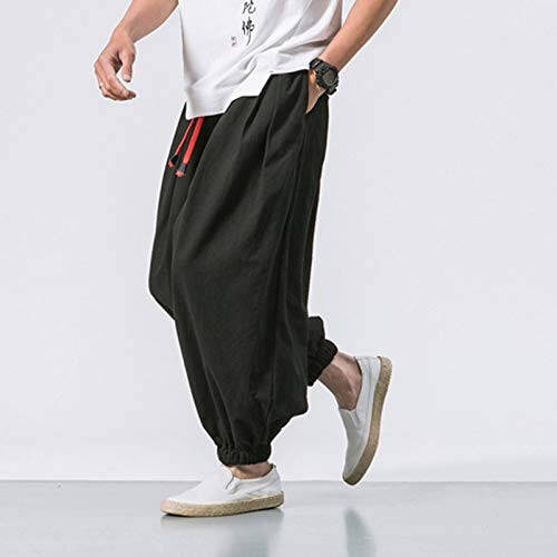 Sweatpants for Men Lace Up Elastic Loose Fit Hip Hop Harem Pants Casual Solid Color Fashion Outdoor Comfort Trousers - 2