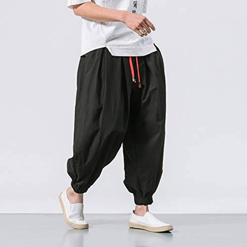 Sweatpants for Men Lace Up Elastic Loose Fit Hip Hop Harem Pants Casual Solid Color Fashion Outdoor Comfort Trousers - 4