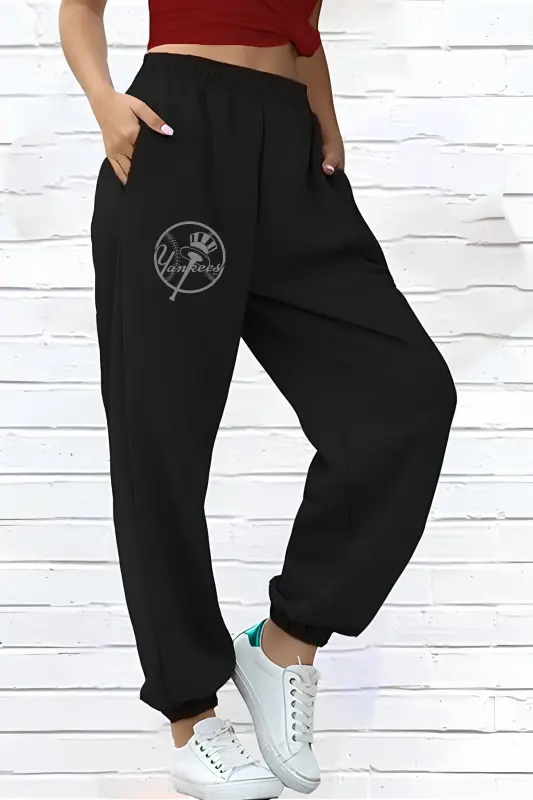 Sweatpants Yankees Printed Patterned-black - ADRIFT