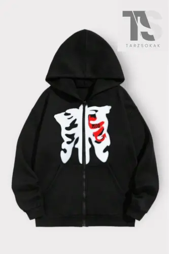 Sweatshirt Fermuarlı Hırka - siyah gotik 
