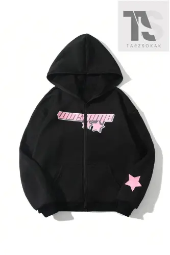 Sweatshirt Fermuarlı Hırka - SİYAH STAR 