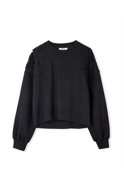 Sweatshirt with flower appliqué - 3