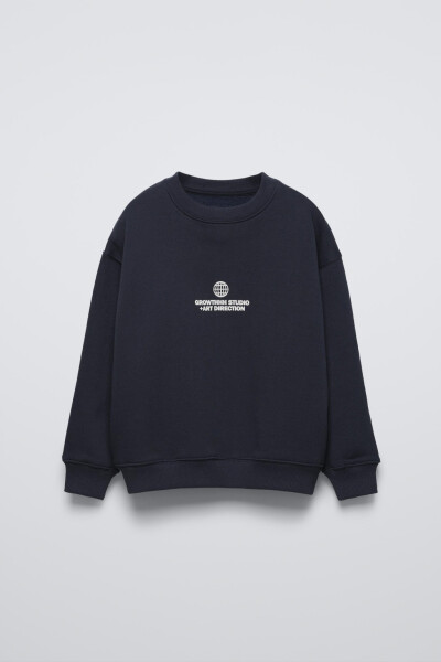 SWEATSHIRT WITH SLOGAN-navy - 2