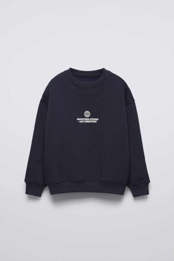 SWEATSHIRT WITH SLOGAN-navy - 2